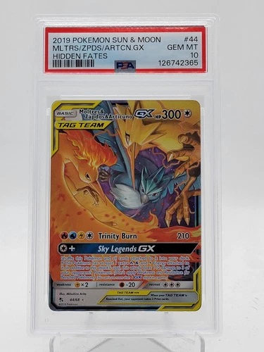 MOLTRES ZAPDOS ARTICUNO GX 2019 POKEMON HIDDEN FATES #44/68 PSA 10 Q0895