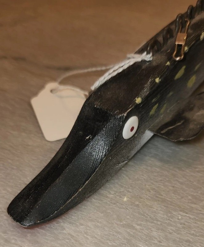 Vintage Ice Spear Fishing Decoy Hand Carved 11 Inches Kaukana Wisconsin by Stary