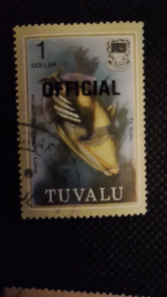 TUVALU 1980s set of 18 Stamps FISH unmounted stamped overprint OFFICIAL - Image 3 of 4