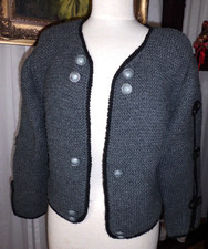 Austria TRACHTEN STRICKJACKE Dirndl Jacke SCHURWOLLE Gr. 38/40 HANDARBEIT Unikat