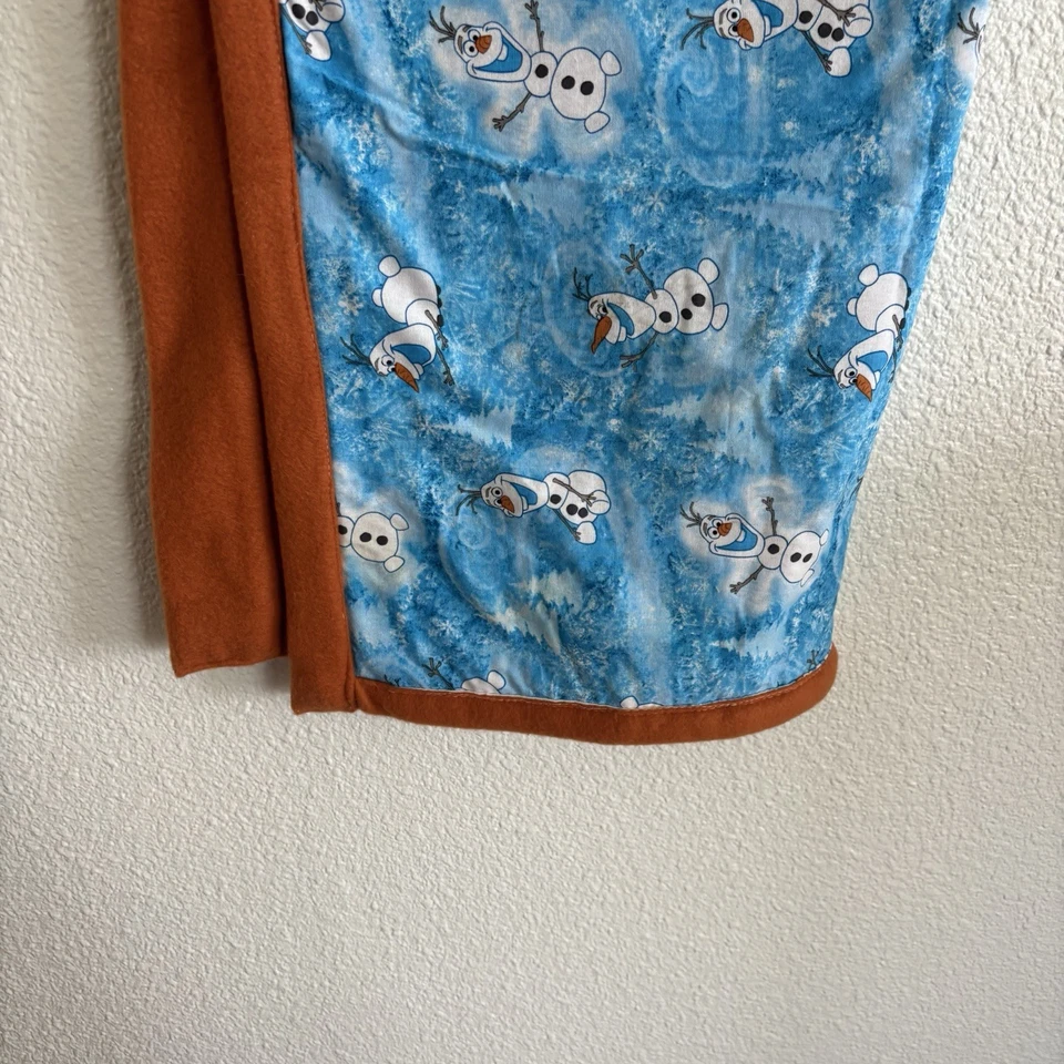 Homemade Olaf Frozen Blanket With Orange Background Fleece Throw - Image 2 of 4