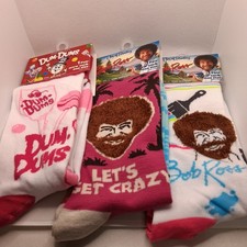 Bob Ross  The Joy Of Painting  White  Pink socks getting 3 pair with dum dum