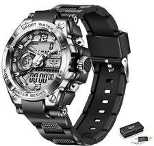 LIGE Digital Watches for Men,Outdoor Military Watches with Analog LED Back Light