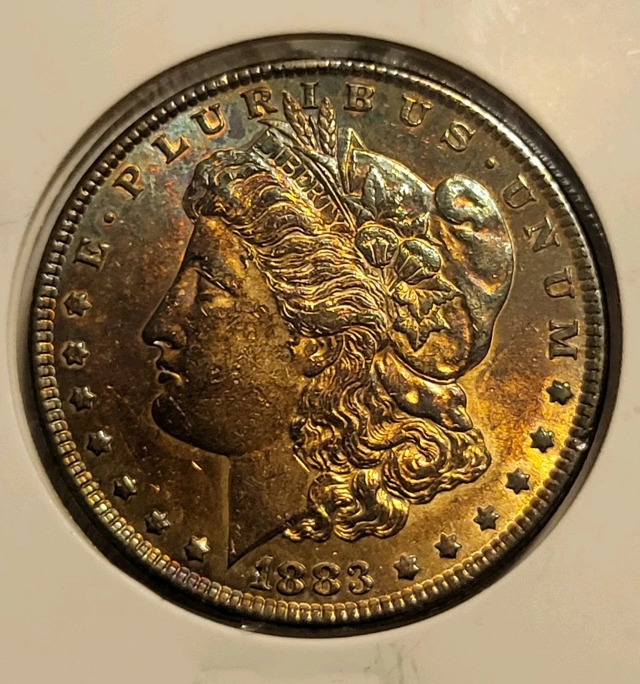 Dólar de plata Morgan 1883-P $1, tóner de doble cara, estado sin circular Foto 2 de 4