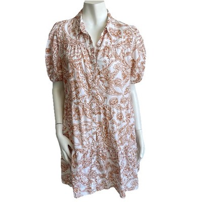 1. State Puff Sleeves Cottage Chic Boho Tiered Shirt Dress L Pailey Earthy Fairy