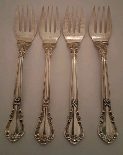 4 Chantilly By Gorham Sterling Silver Salad Forks 6 1/2"