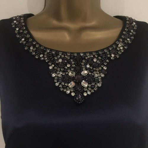 Ladies Dress Size 8 Navy Blue ELIZA J Mother Of Bride Bnwot Embellished Stunning - Picture 2 of 11