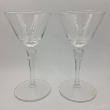 Libbey Cocktail Glass Set 2 Ounces Geometric Lonh Stem Clear Pair