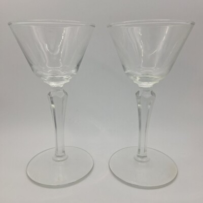 Libbey Cocktail Glass Set 2 Ounces Geometric Lonh Stem Clear Pair