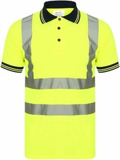 Hi Vis Viz T-Shirts High Visibility Reflective Tape Safety Security Work Top Uk