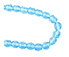 50 Light Sapphire Blue Preciosa Czech Fire Polished Glass 6mm Faceted Art Beads