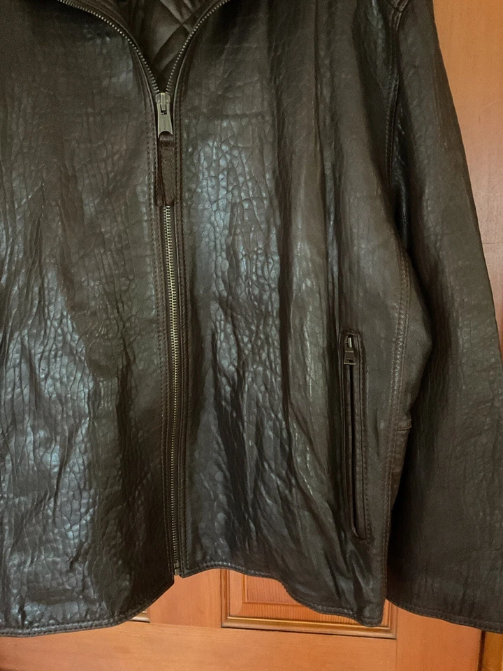 Marc New York Andrew Marc Deep Chocolate Leather  And Wool Jacket XXL Vintage - Image 2 of 4
