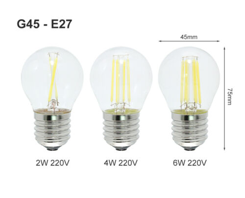 2W 4W 6W Vintage G45 LED Filament Globe Bulb E27 Screw Base Light 3000K-6000K - Picture 6 of 12