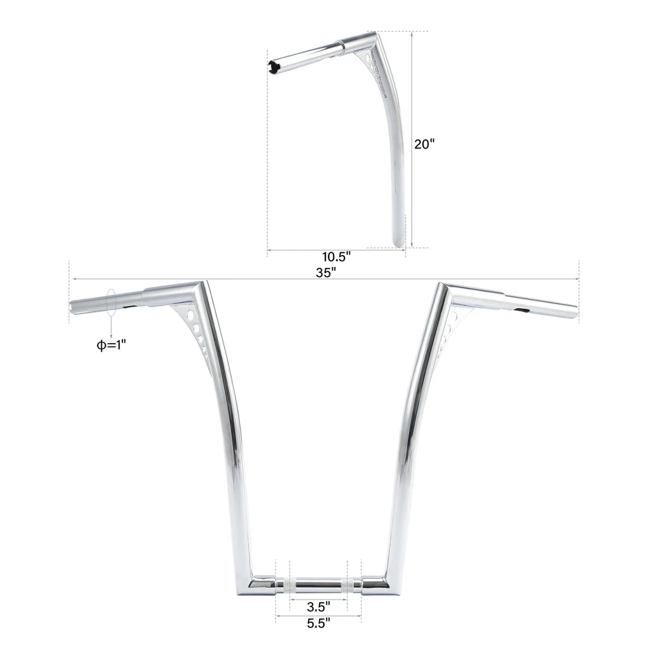 Manillar de barra de suspensión Rise Ape de 20"" 1,25" apto para Harley Heritage Softail cromado Foto 3 de 4