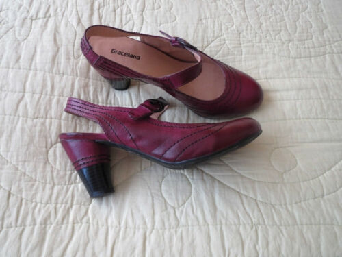 Schuhe, Slingbacks, Gr.37, aubergine-schwarz - Bild 1 von 5