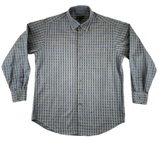 Scott Barber Shirt Mens L Blue Check 100% Cotton Long Sleeve Career Corpcore
