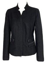 Paige Black Jacket Size M Classic Pippa Long-sleeve Zippers Blazer Coat Bend