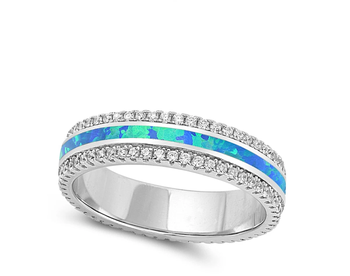 Blue opal eternity ring sale