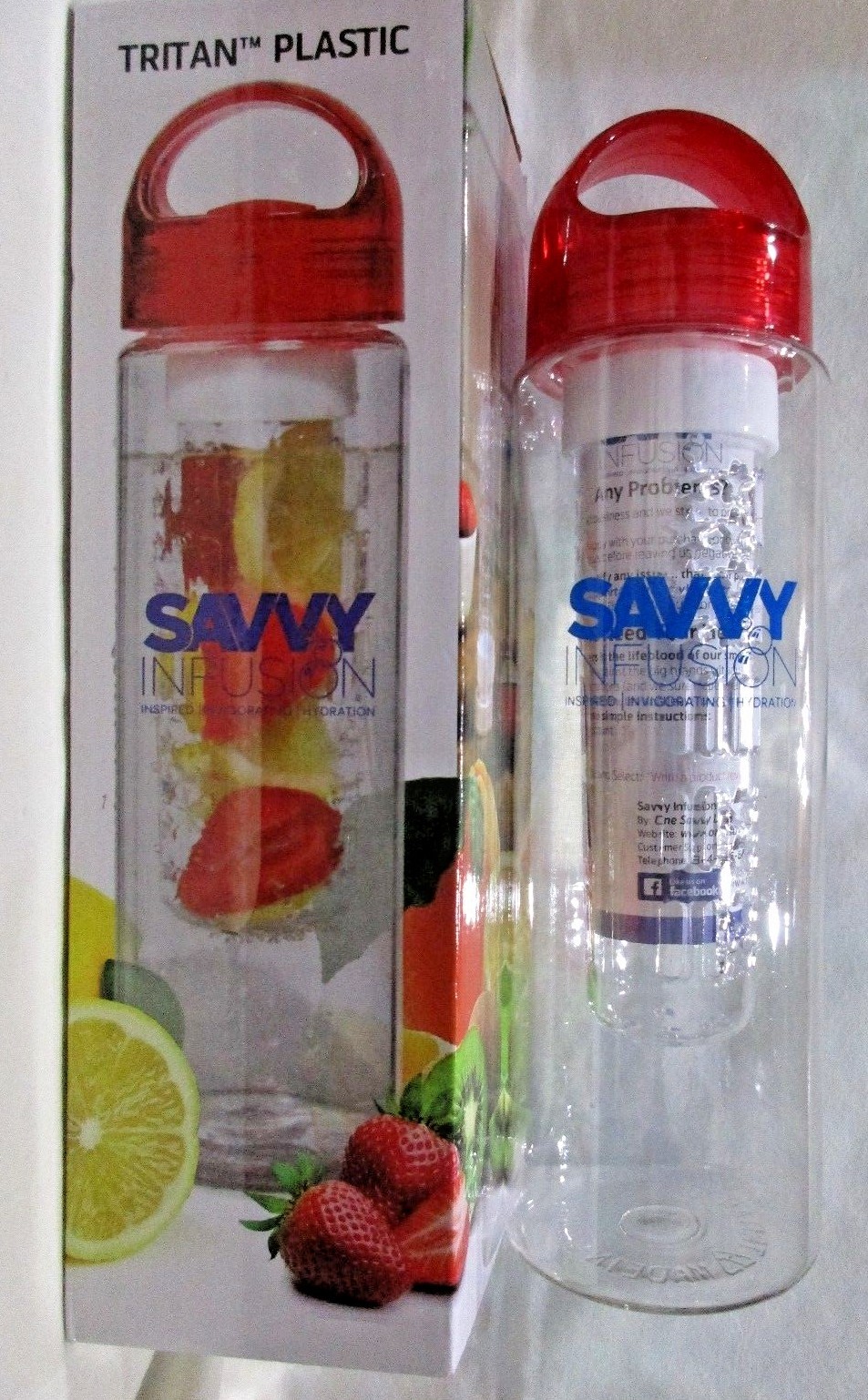 Tritan Plastic Savvy Infusion Hydration Water Bottle 24 oz BPA Free