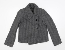 Warehouse Womens Grey Herringbone Jacket Size 8 Button