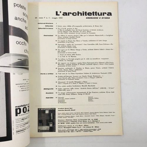L'architettura cronache e storia n. 43 1959 Zevi Carlo Scarpa Annibale Fiocchi - 第 2/2 張圖片