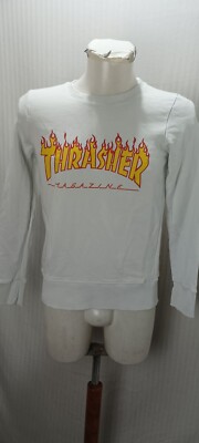 Artikel D3145 Thrasher Sweatshirt weiß Gr. XS Baumwolle, Maße sind Achseln cm.