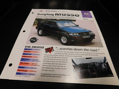 1995+ Ssang Yong Musso Spec Sheet Brochure Photo Poster