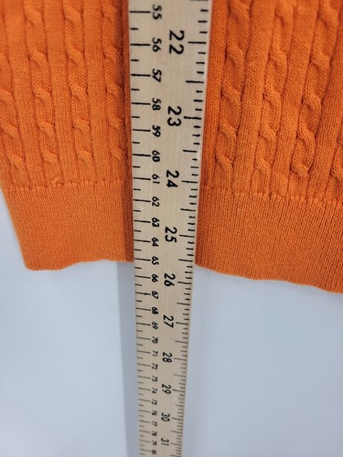 Lauren Ralph Lauren Sweater Womens XL Orange Cable Knit Short Sleeve Scoop Neck - Picture 8 of 9