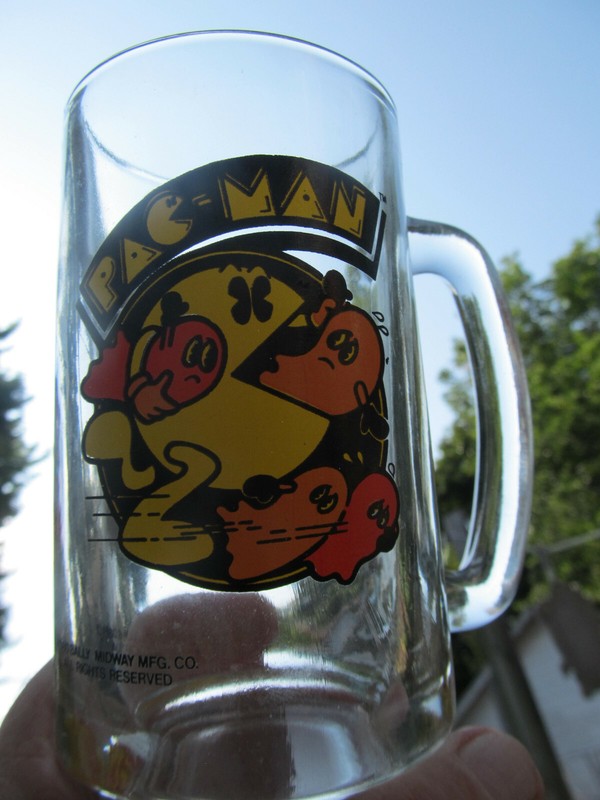 PAC-MAN First run Glass Mug VINTAGE 1980 The year the game was made! Beer Mug