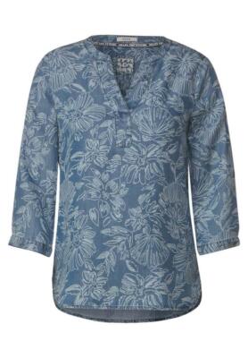 CECIL Denim Blouse with Flower Print Denim