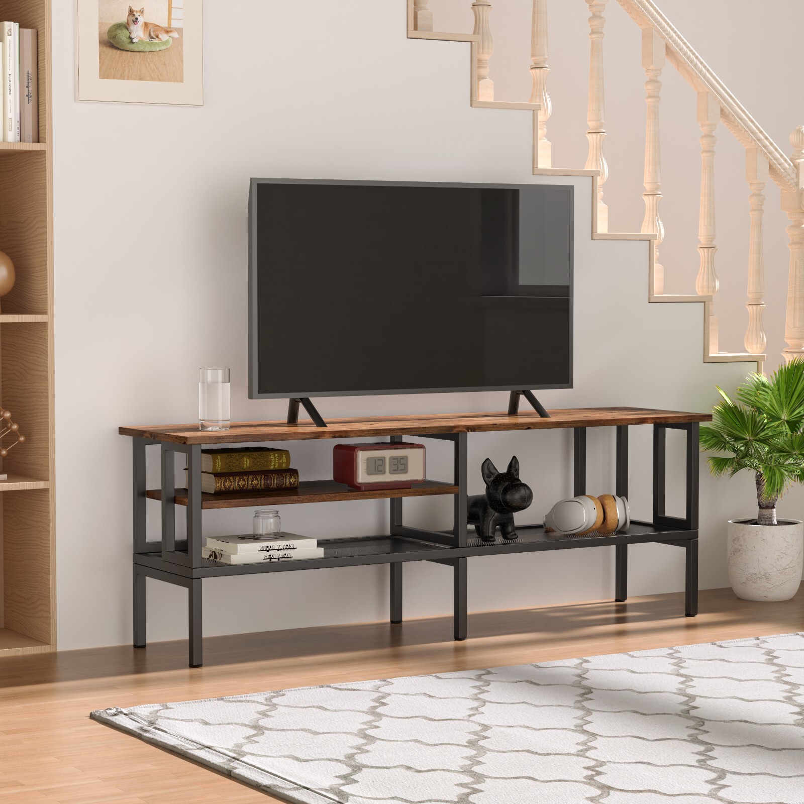 For 70 Inch Tv Gaming Entertainment Center  W/ 3-layer Shelf