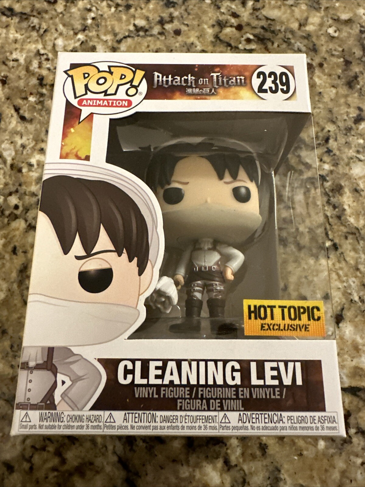Sale Funko Pop! Attack On Titan Cleaning Levi #239 Hot Topic Ex Vaulted Damaged Box