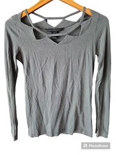 Marc By Marc Jacobs Womens Gray Long Sleeves Cutout Boatneck Top Size XS Stretch