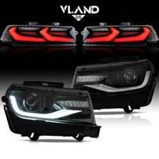 Vland Headlights + Tail Lights For 2014-15 Chevy Camaro Full Led Front+rear Sets