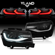 VLAND Headlights + Tail Lights For 2014-15 Chevy Camaro FULL LED Front Rear Sets