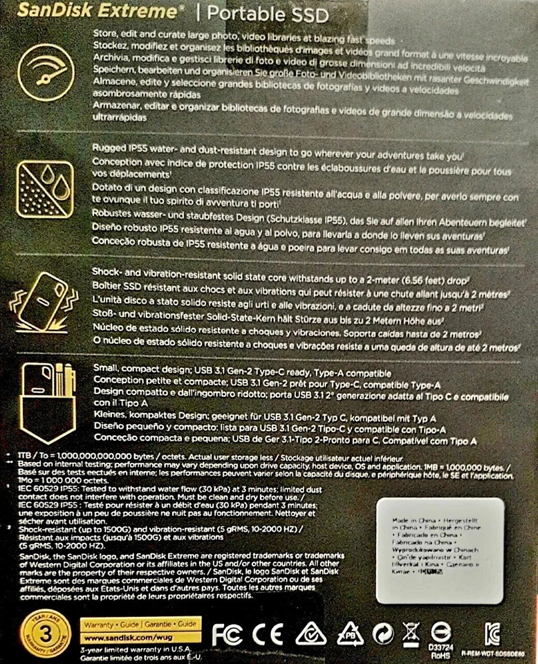 SanDisk: Extreme Portable SSD | 500GB | Storage | External Hard Drive | Memory - Image 4 of 4