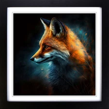 Fox Digital Art Framed Canvas Wall Art Print Poster Picture, Home Decor