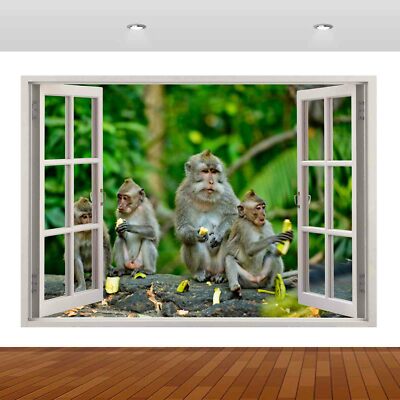 Kinder Kinderzimmer Zoo Tiere Affe 3D zerschlagen Wandaufkleber Poster Vinyl Wandbild S455