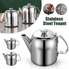 Stainless Steel Metal Teapot Cafe Tea Coffee Drink Restaurant Teakettle Flip Lid