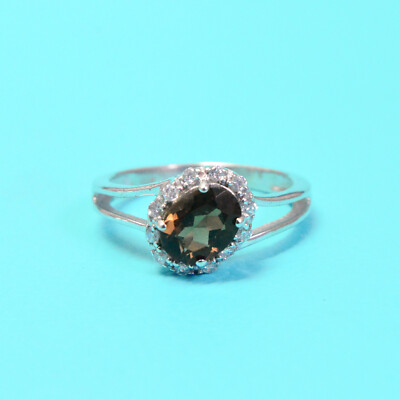 Natural Smoky Quartz Oval Cut Gemstone 925 Sterling Silver Women Designer Ring