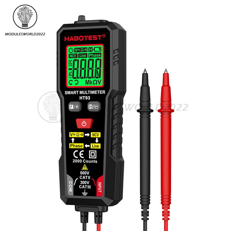 HT93 Digital Multimeter Smart Meter 2000 Counts AC Voltage NCV Tester Auto Range