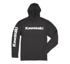 New Kawasaki Men's Long Sleeve Hoodie T-Shirt, Medium, Black, K004-2071-BKMD