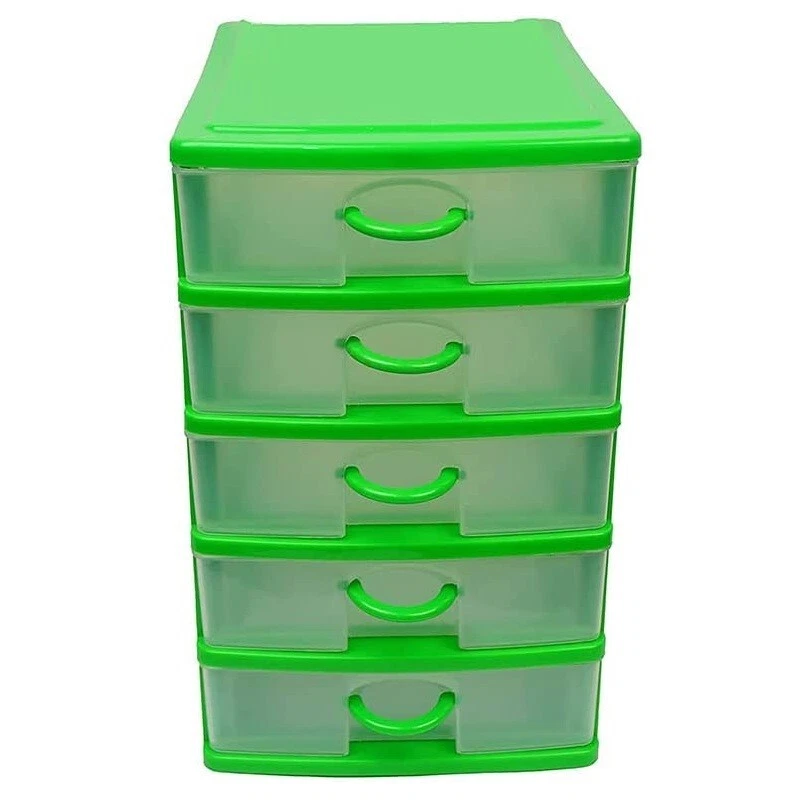 2 CASSETTIERE IN PLASTICA 5 Cassetti VARI COLORI Bagno Armadio Camera Ufficio - Immagine 2 di 4