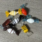 7 Vintage Murano Style Hand Blown Glass Wrapped Art Swirled Candy Pieces
