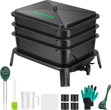 30L 3-Layer Worm Compost Bin Kit - Easy Food Waste Recycling System