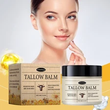 Beef Tallow for Skin - Organic Grass-Fed Whipped Beef Tallow and Honey Balm