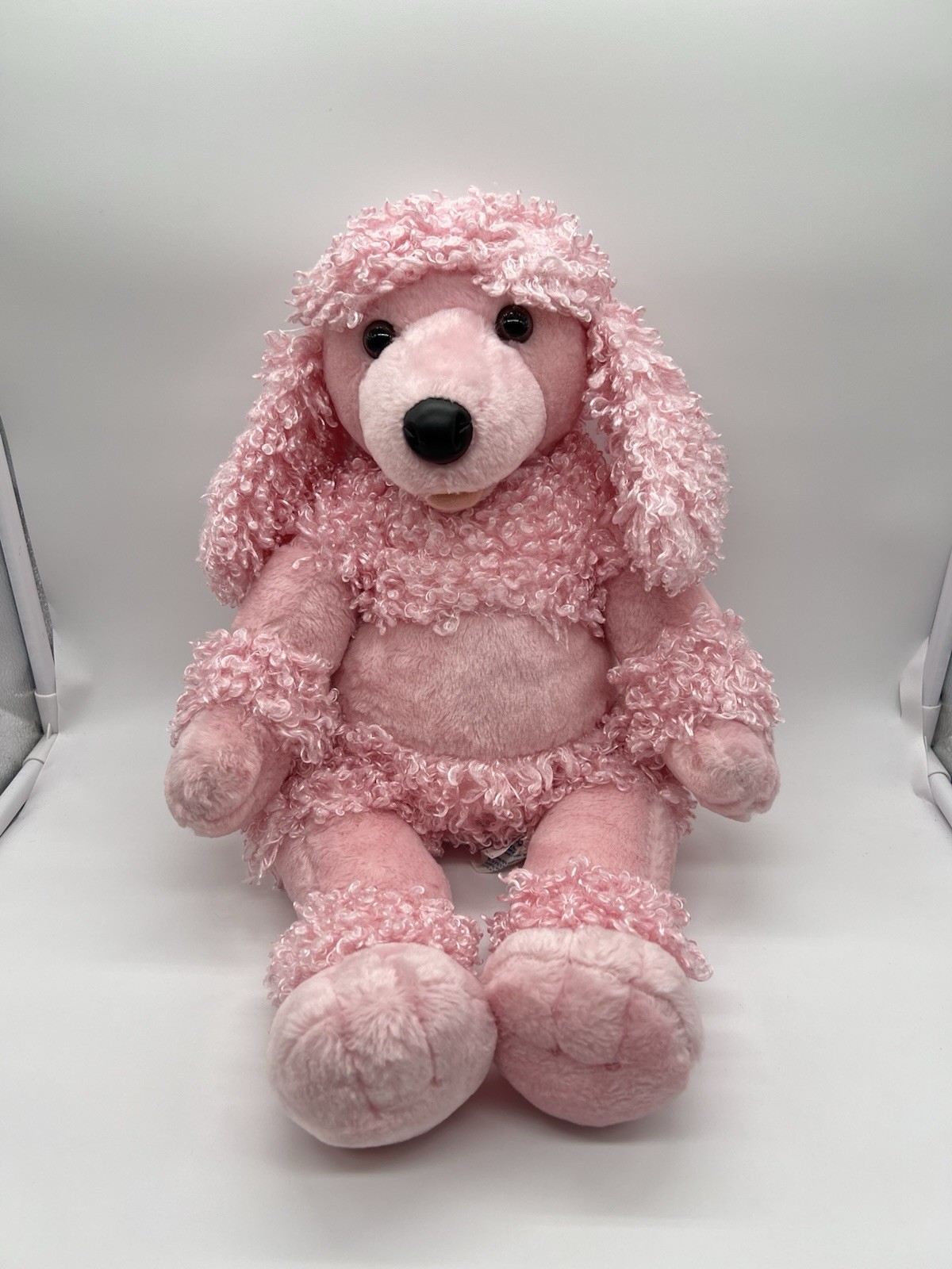 Pink French Poodle Stuffed Animal by Build-A-Bear 18 Inch Curly Hair Plush