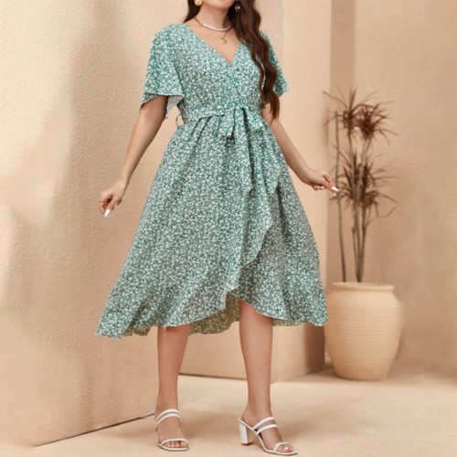 Plus Size Curvy Women Floral Dress Summer Holiday Beach Party Swing Sundress - Picture 30 of 117