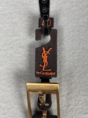 Yves Saint Laurent black vintage gold hardware skinny waist belt black size 40 Authentic Yves Saint Laurent Belt for Sale NEW YSL Width:3.0  main image 2