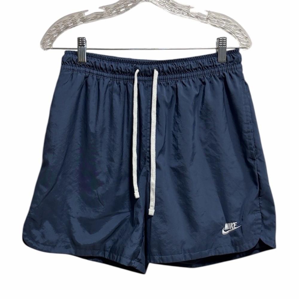 Nike Blue Mesh-Lined Running Shorts 6" Size M Drawstring Athletic